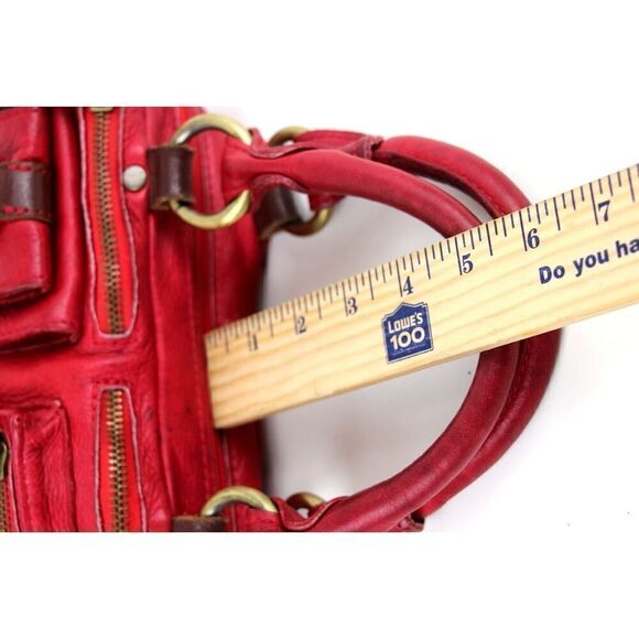 Cecile Jeanne PARIS RED GENUINE LEATHER LOGO SMALL SHOULDER BAG HANDBAG PURSE - Picture 16 of 16